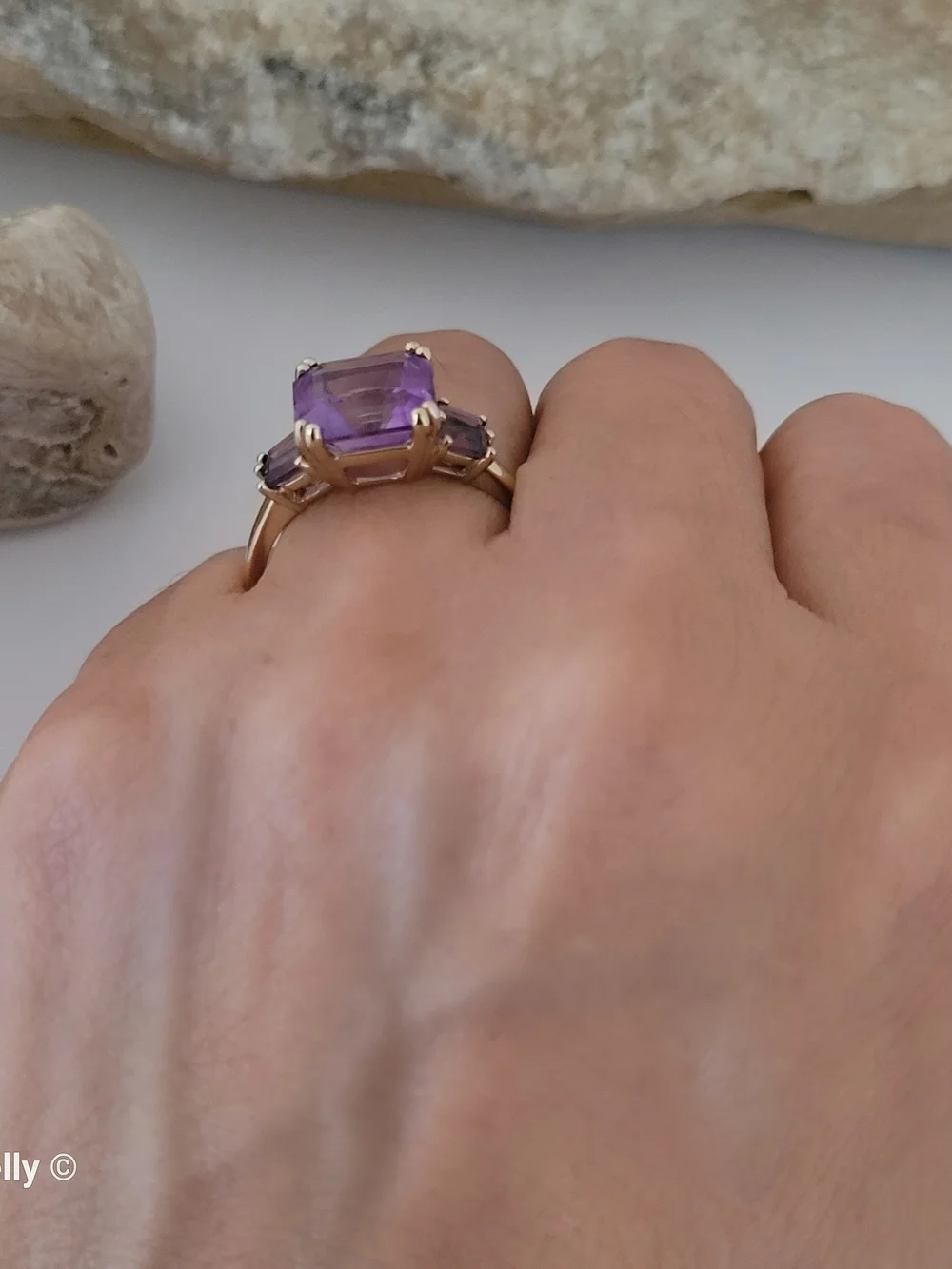 14K Yellow Gold Purple Amethyst Cocktail Ring Size 11 - Solid Gold! 👌🎁